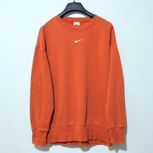 Nike Oversized Crew Neck Sweatshirt Orange Baggy Fit Phoenix Fleece Small Swoosh
